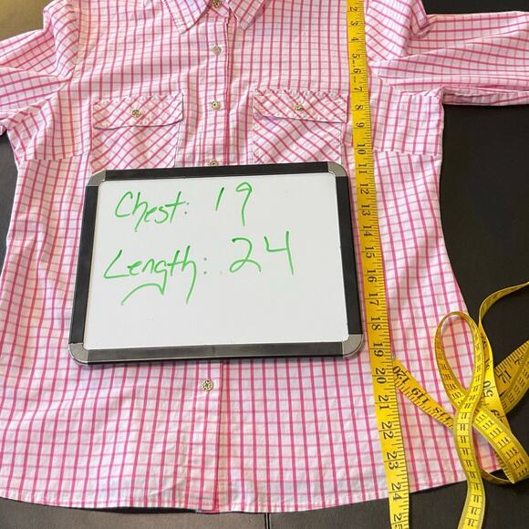 Zac and Rachel Pink and White Check Casual Button Down Size Large - Picture 9 of 9